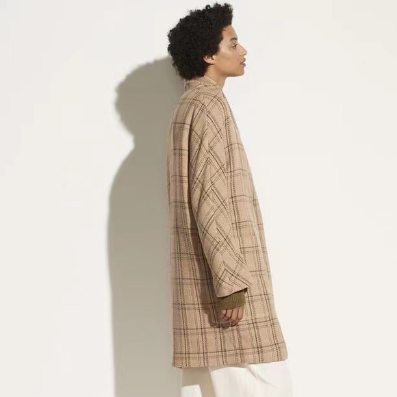NWT $795 Vince Plaid Collarless Coat - Picture 3 of 6